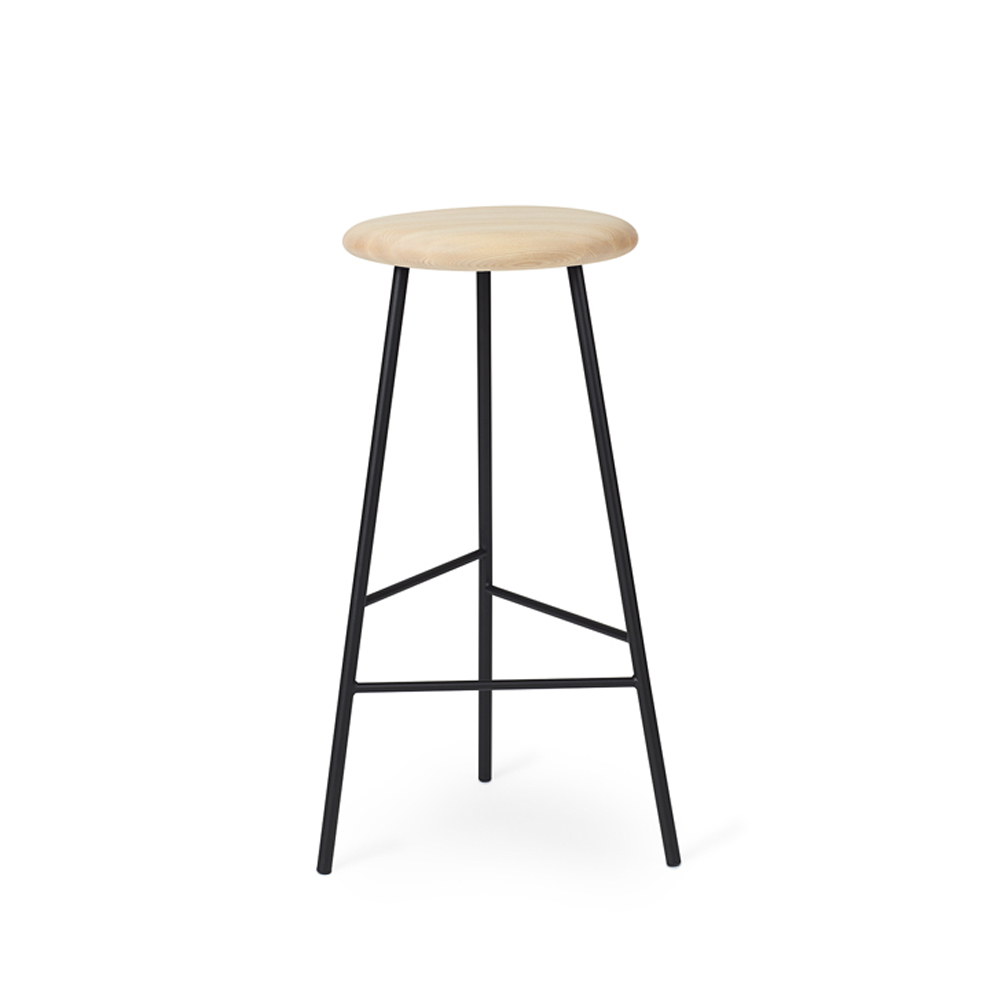 Pebble barpall, ask olja, h.75, svart stativ