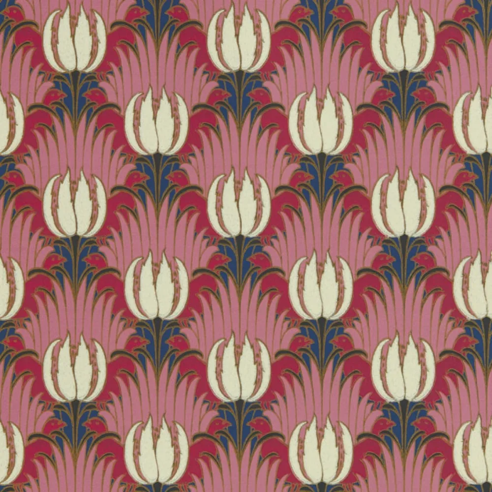 Bedford Park Tulip & Bird Amaranth & Blush Aarc510030 Tapet | Stuvbutiken